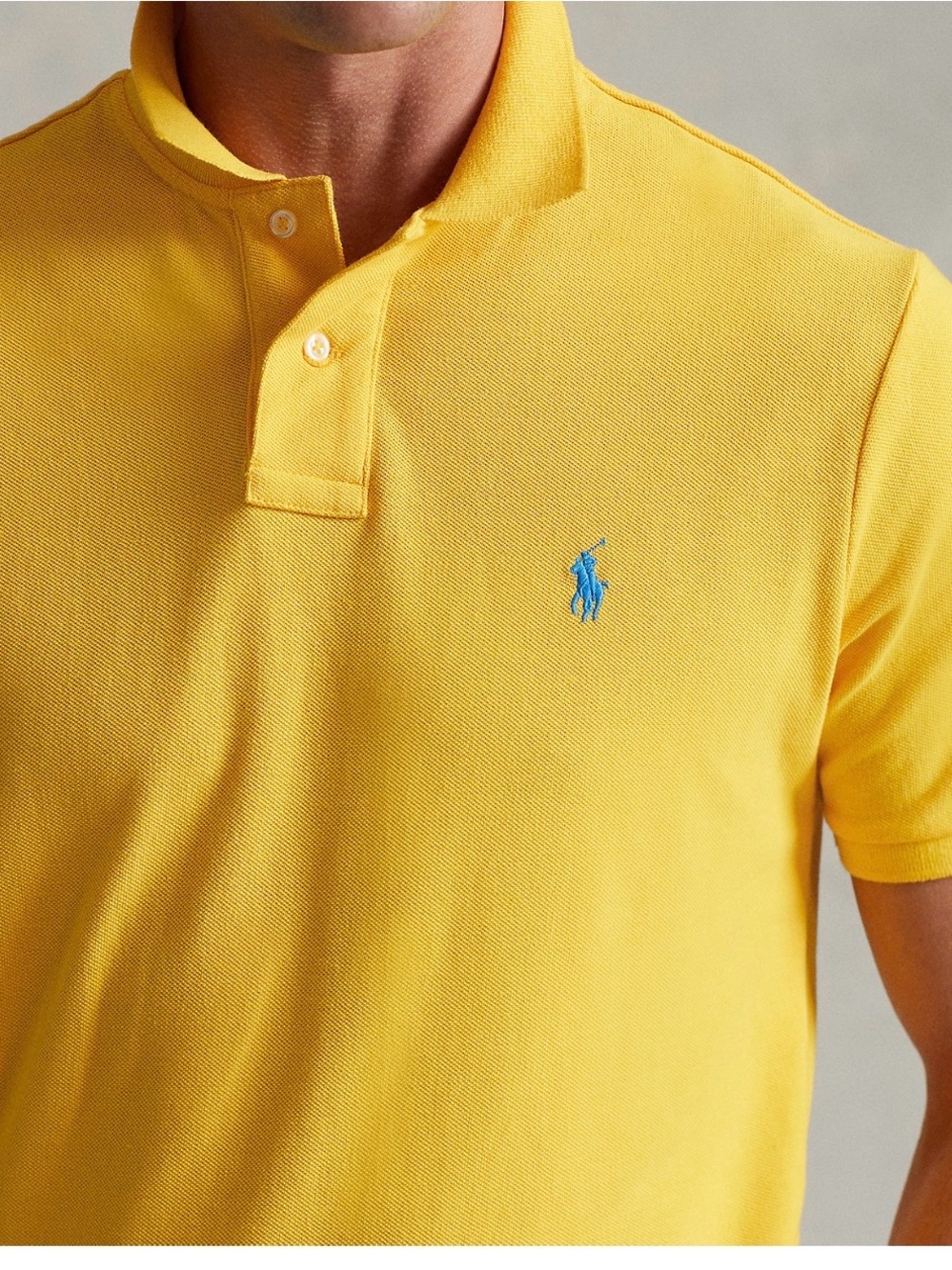Ralph Lauren Bright Yellow Polo with Sky Blue Signature Pony